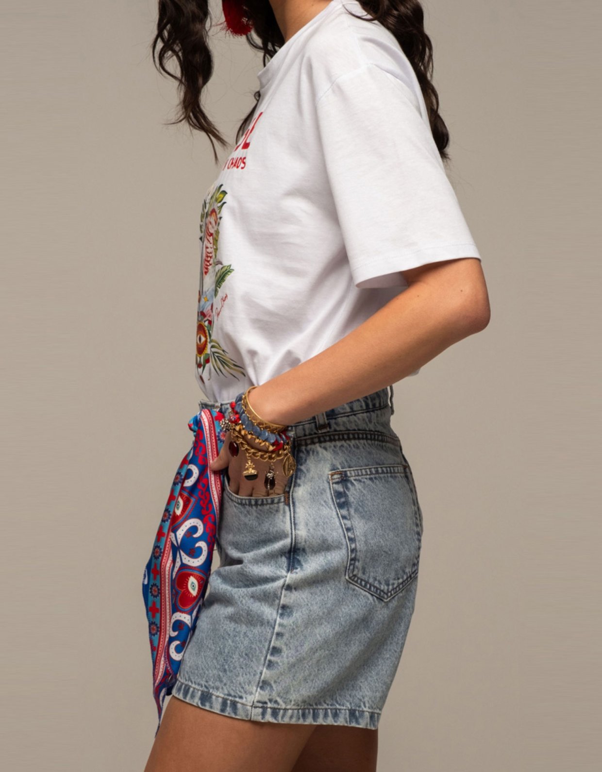 Peace and Chaos Karmic denim shorts blue