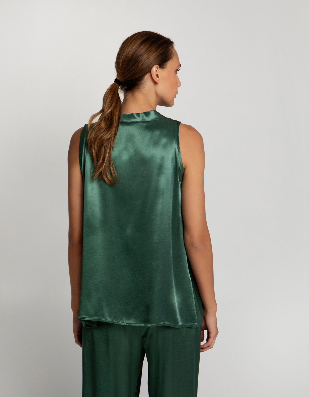 Greek Archaic Kori Satin sleeveless top thyme