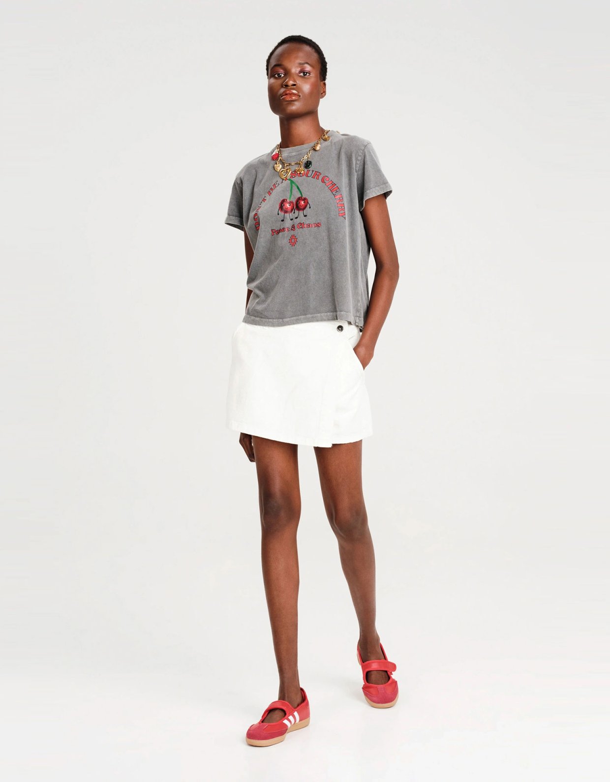 Peace and Chaos Cherry bomb crop t-shirt