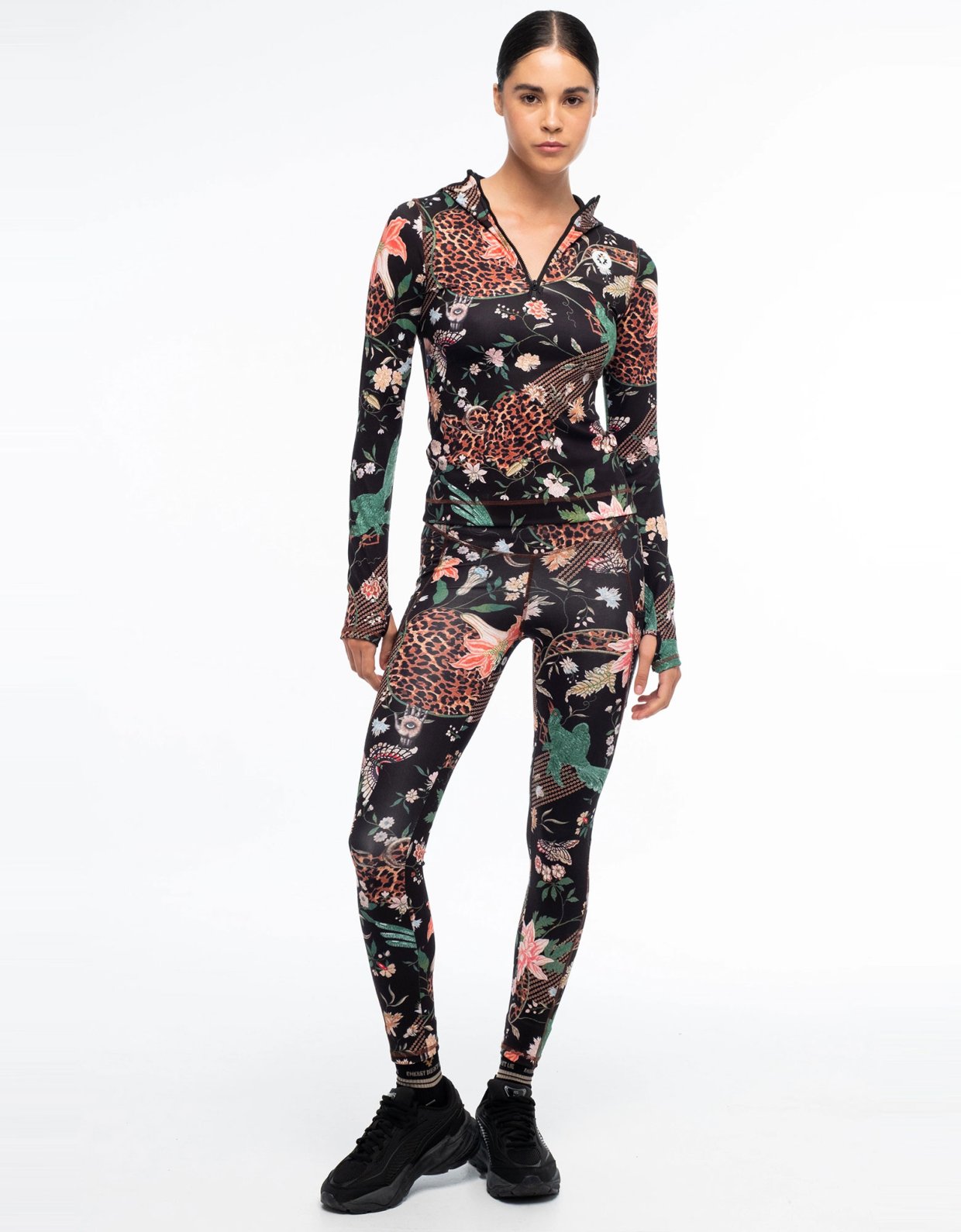 Peace and Chaos Sacred wild fitted active zip hoodie with thumbholes