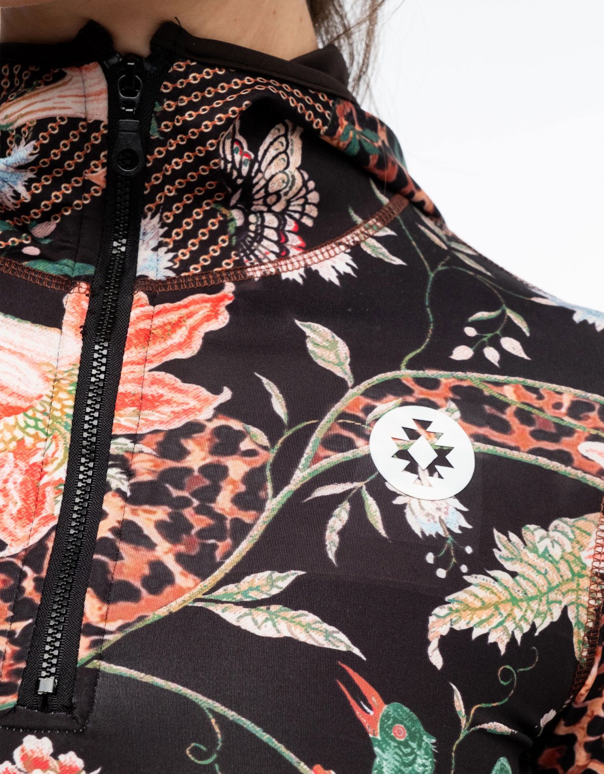 Peace and Chaos Sacred wild fitted active zip hoodie with thumbholes