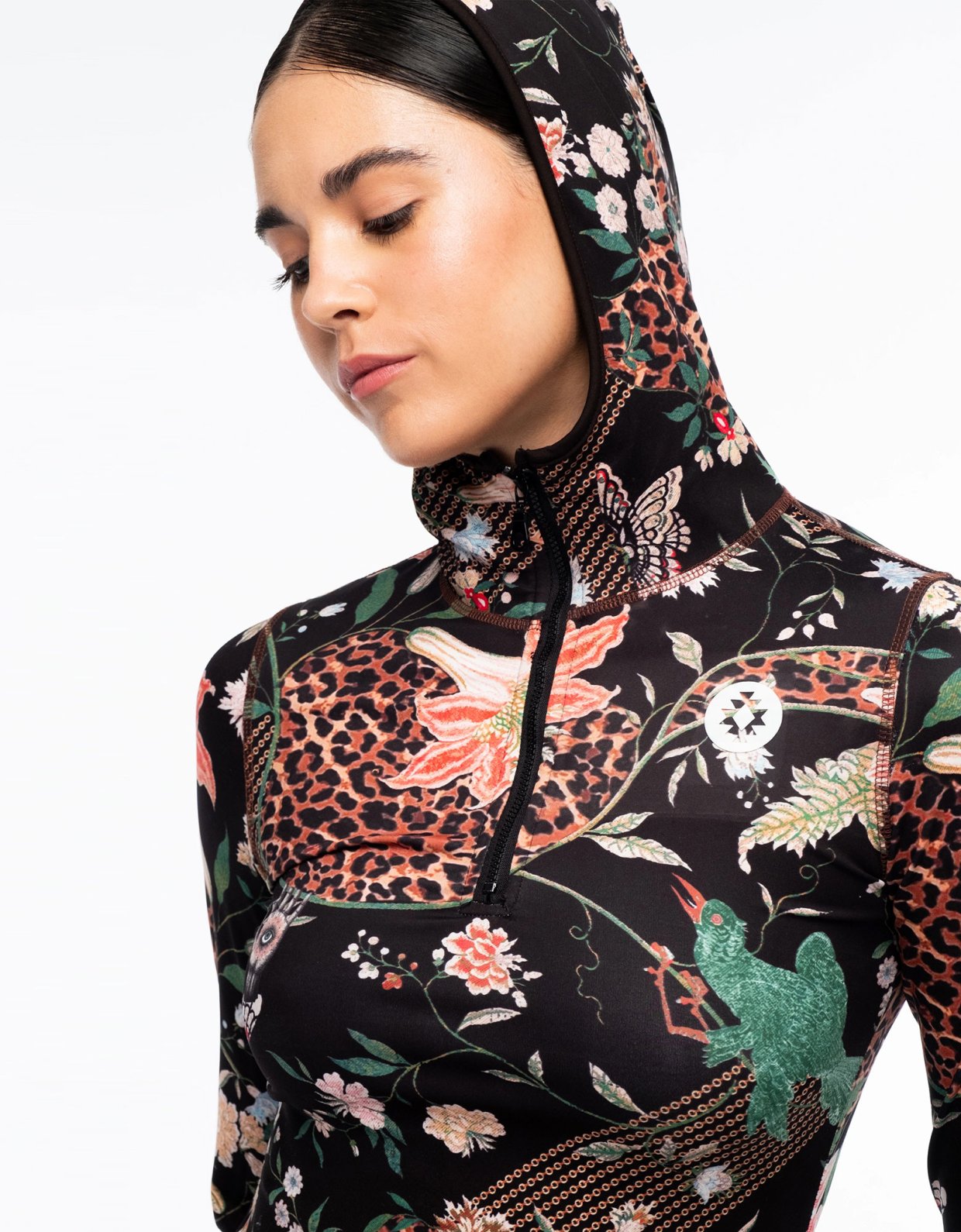 Peace and Chaos Sacred wild fitted active zip hoodie with thumbholes