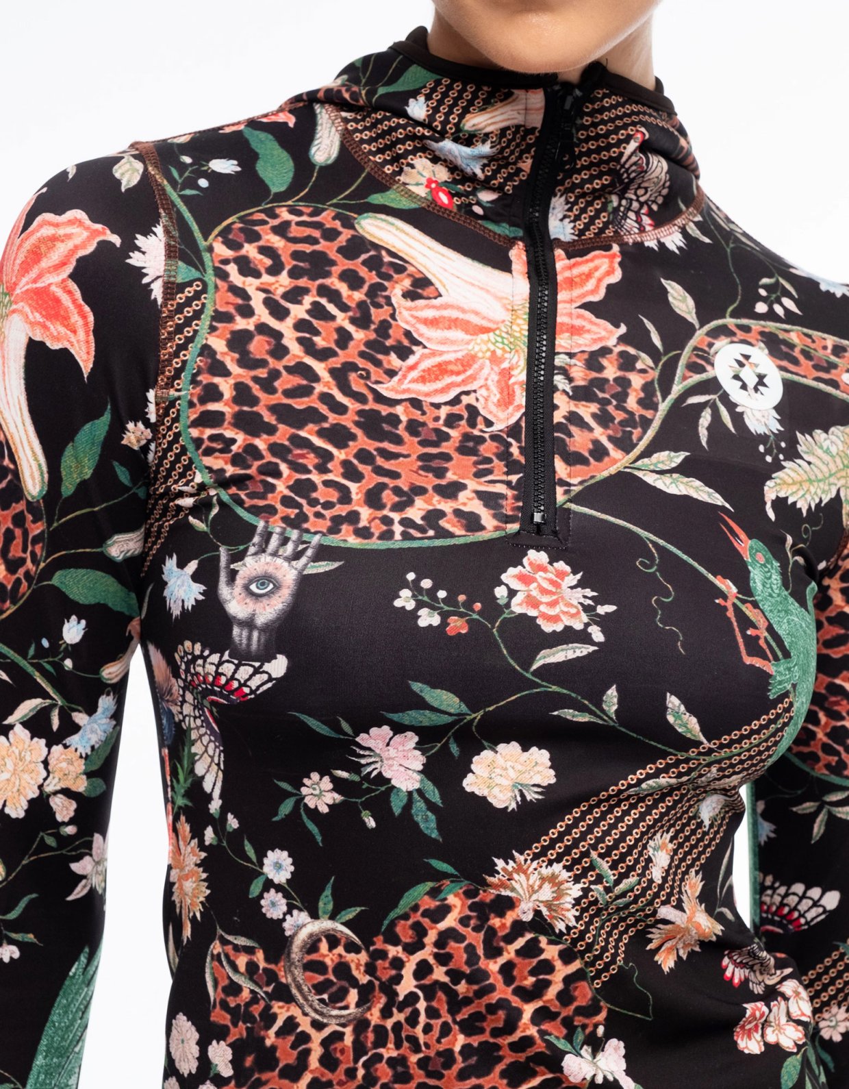 Peace and Chaos Sacred wild fitted active zip hoodie with thumbholes