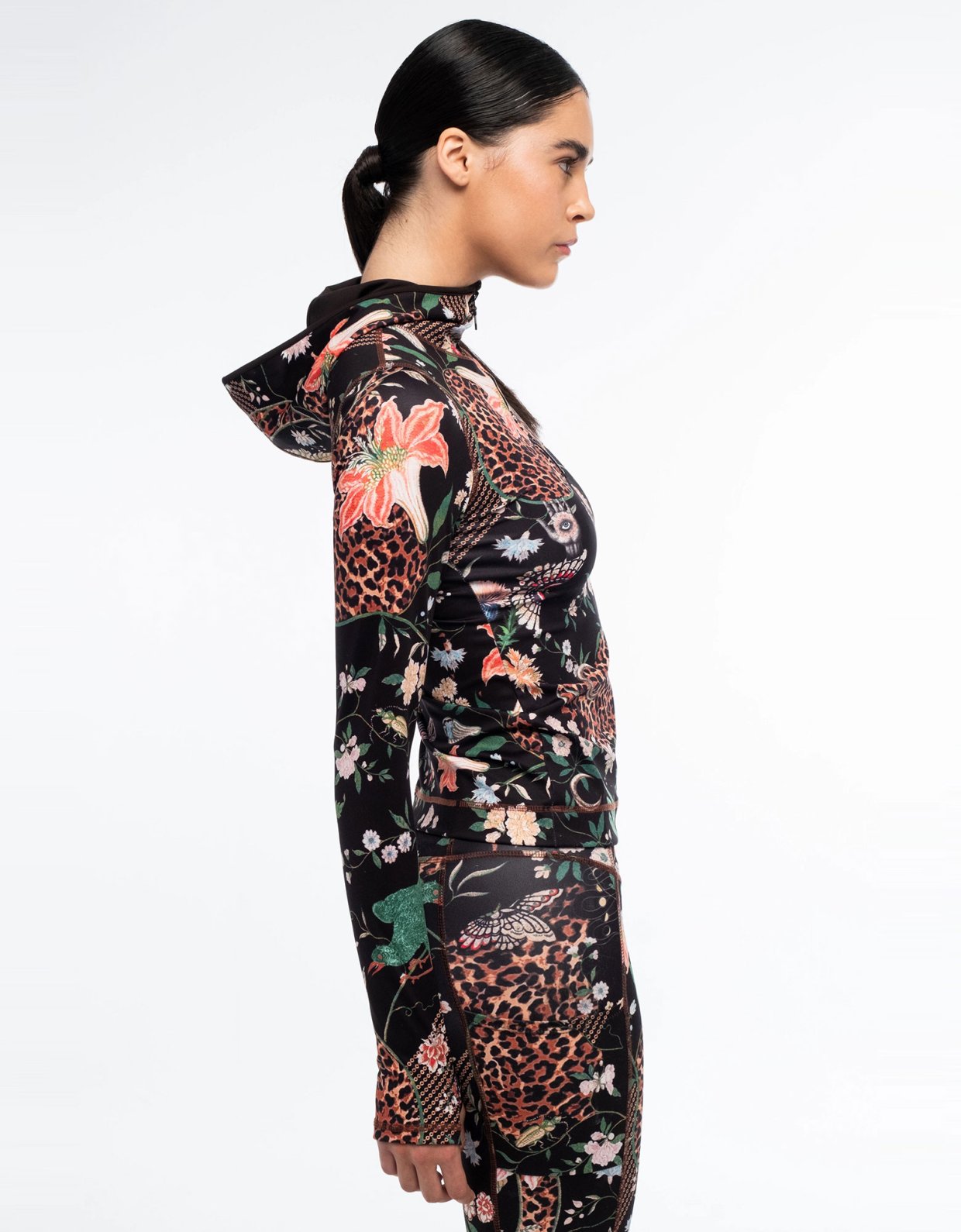 Peace and Chaos Sacred wild fitted active zip hoodie with thumbholes