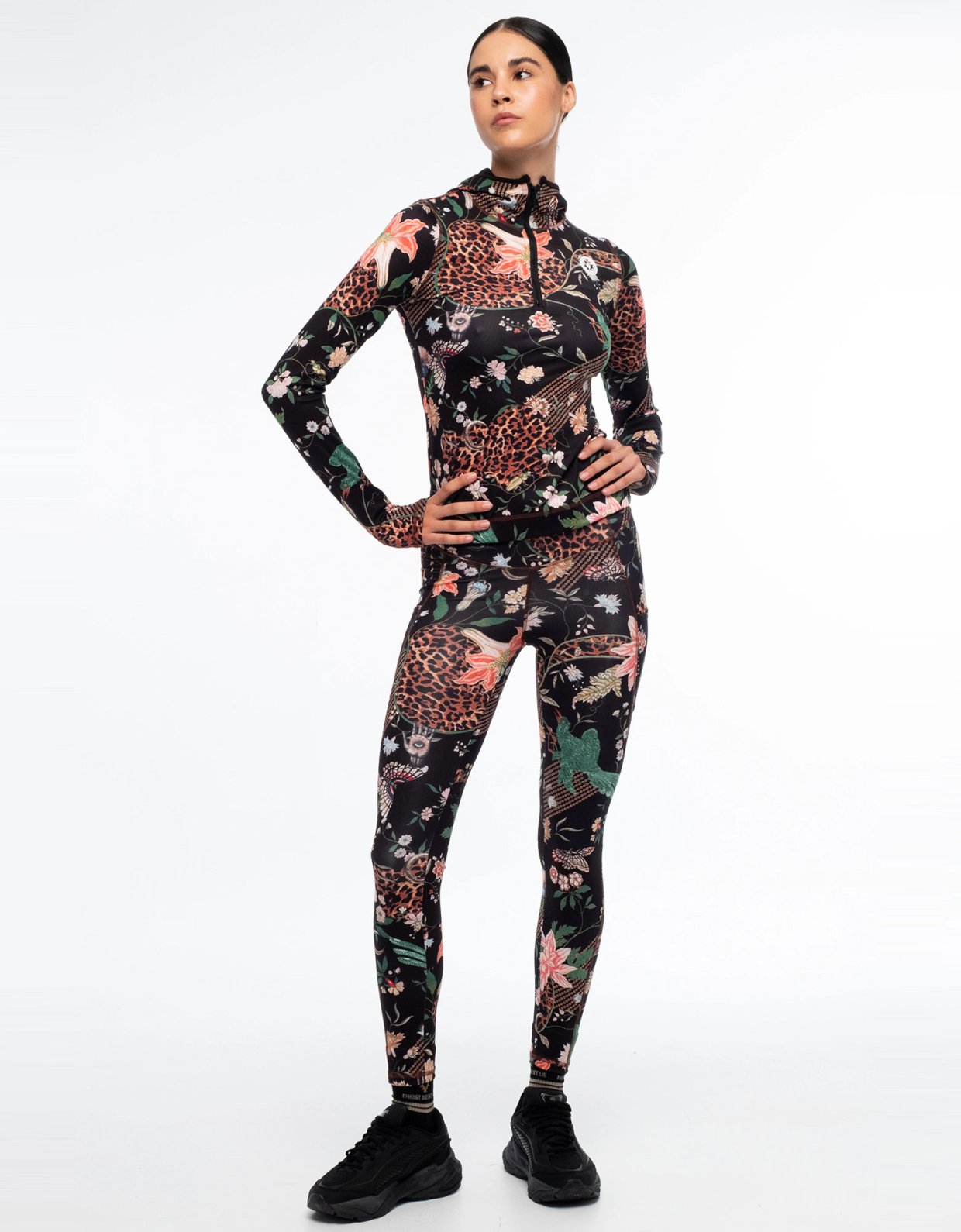 Peace and Chaos Sacred wild fitted active zip hoodie with thumbholes