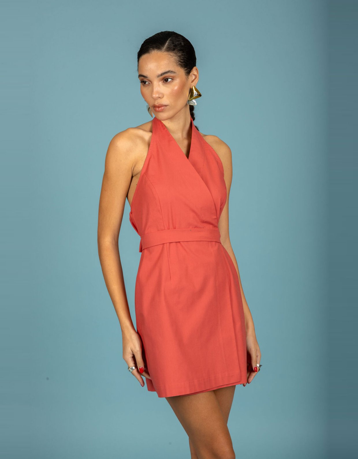 Chaton Santiago short dress peach