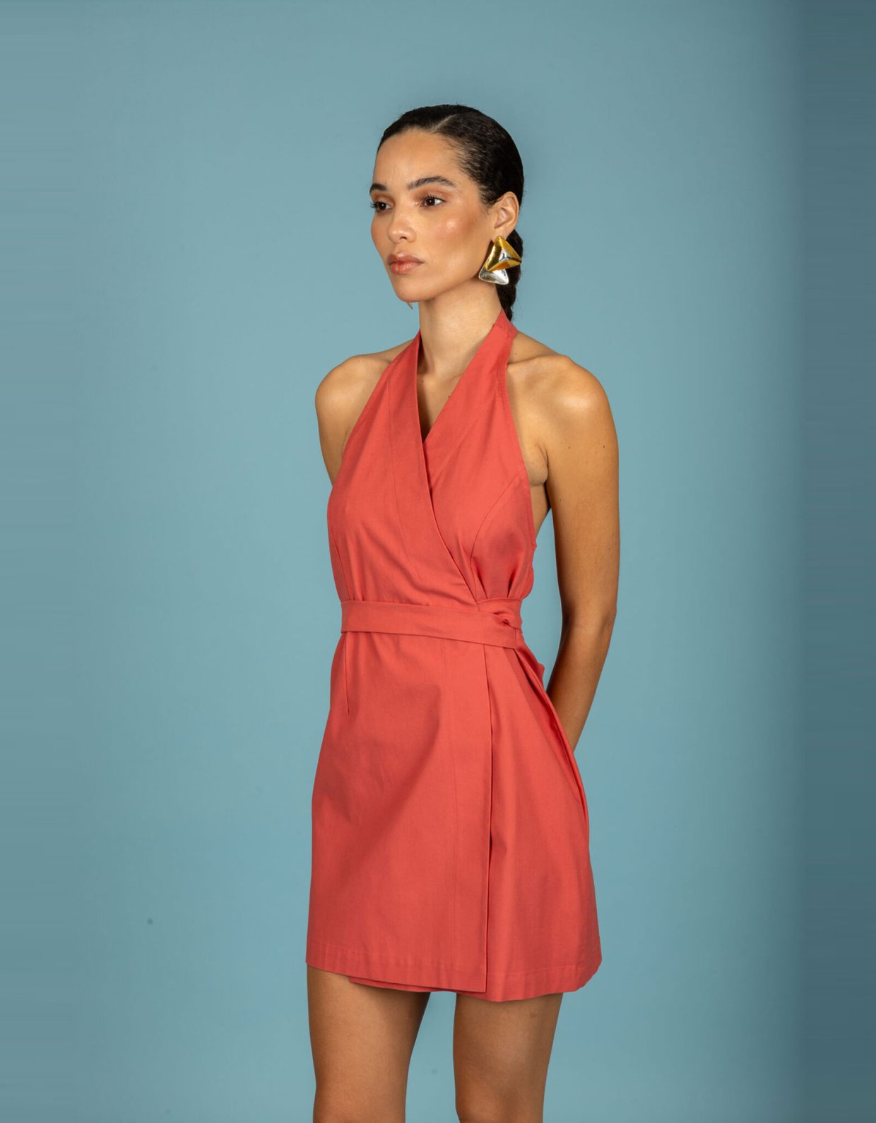 Chaton Santiago short dress peach