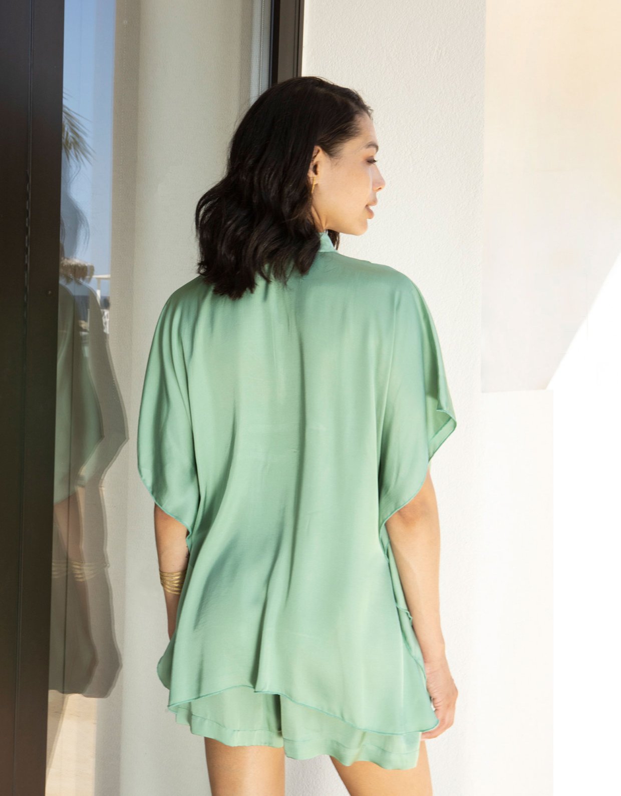 Aggel Knitwear Satin top aloe