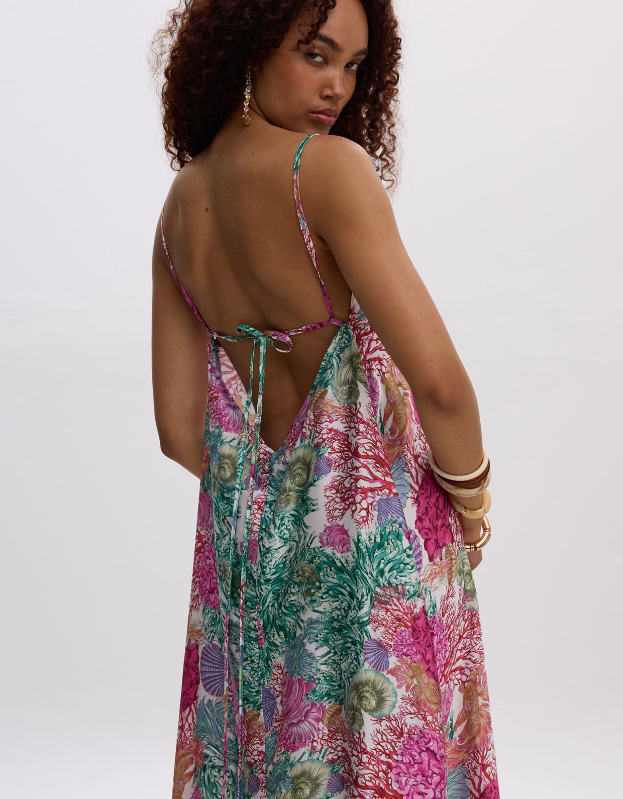 Ciel Concept Seashell maxi backless satin dress