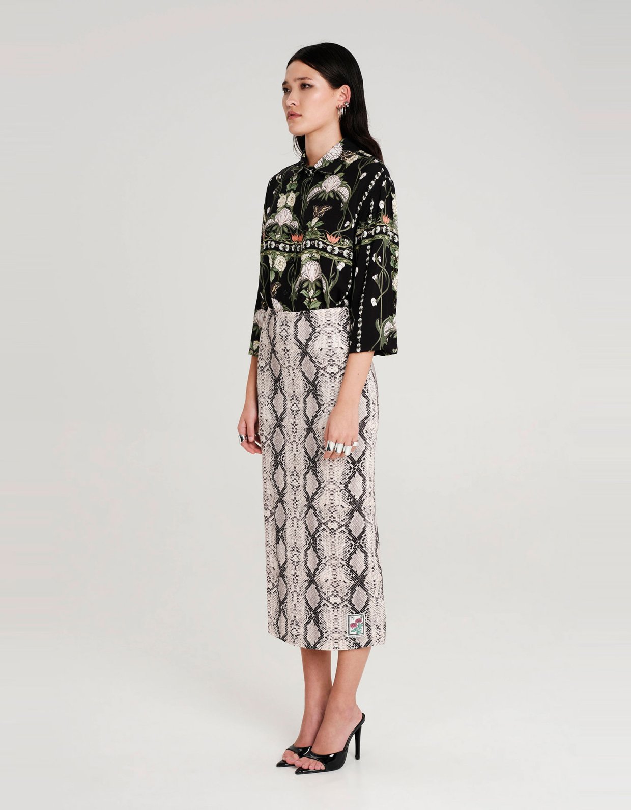 Peace and Chaos Serpentine midi skirt