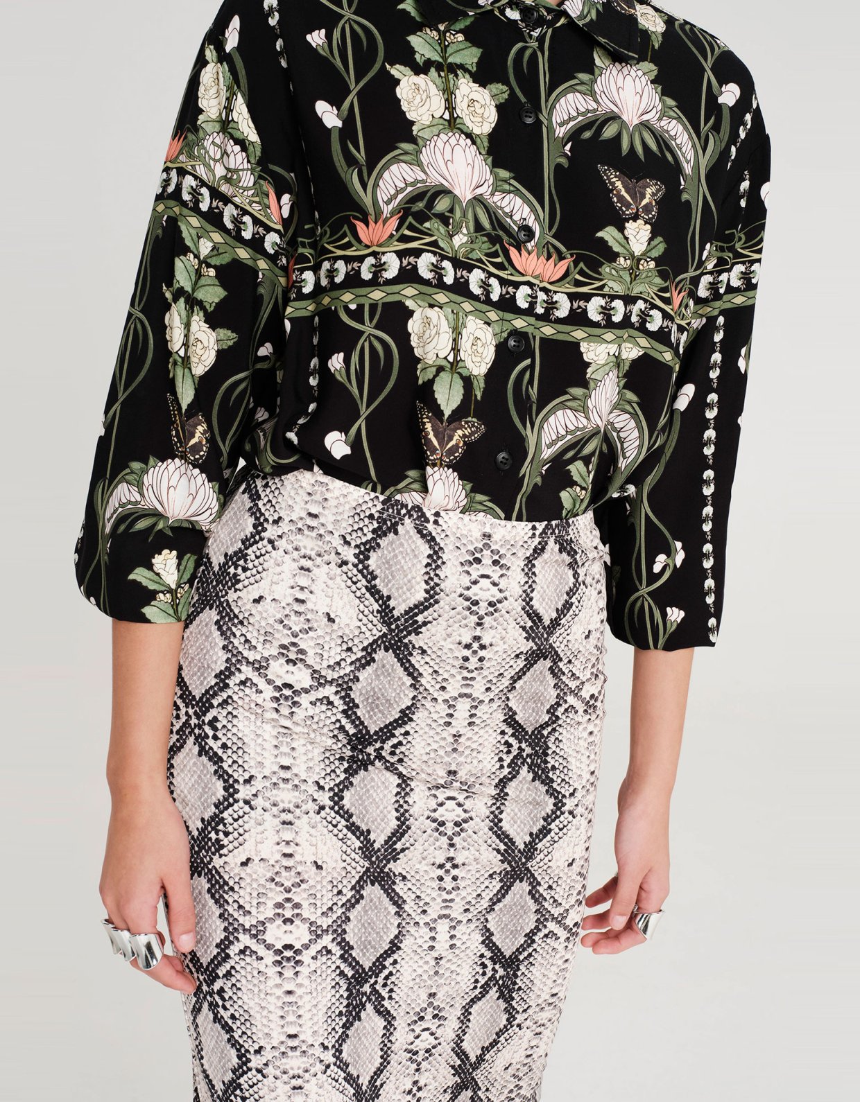 Peace and Chaos Serpentine midi skirt