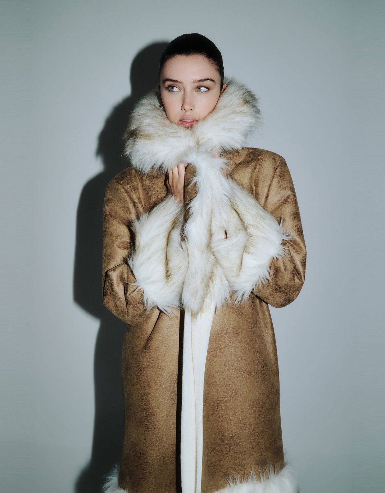 Combos Knitwear Shearling coat brown