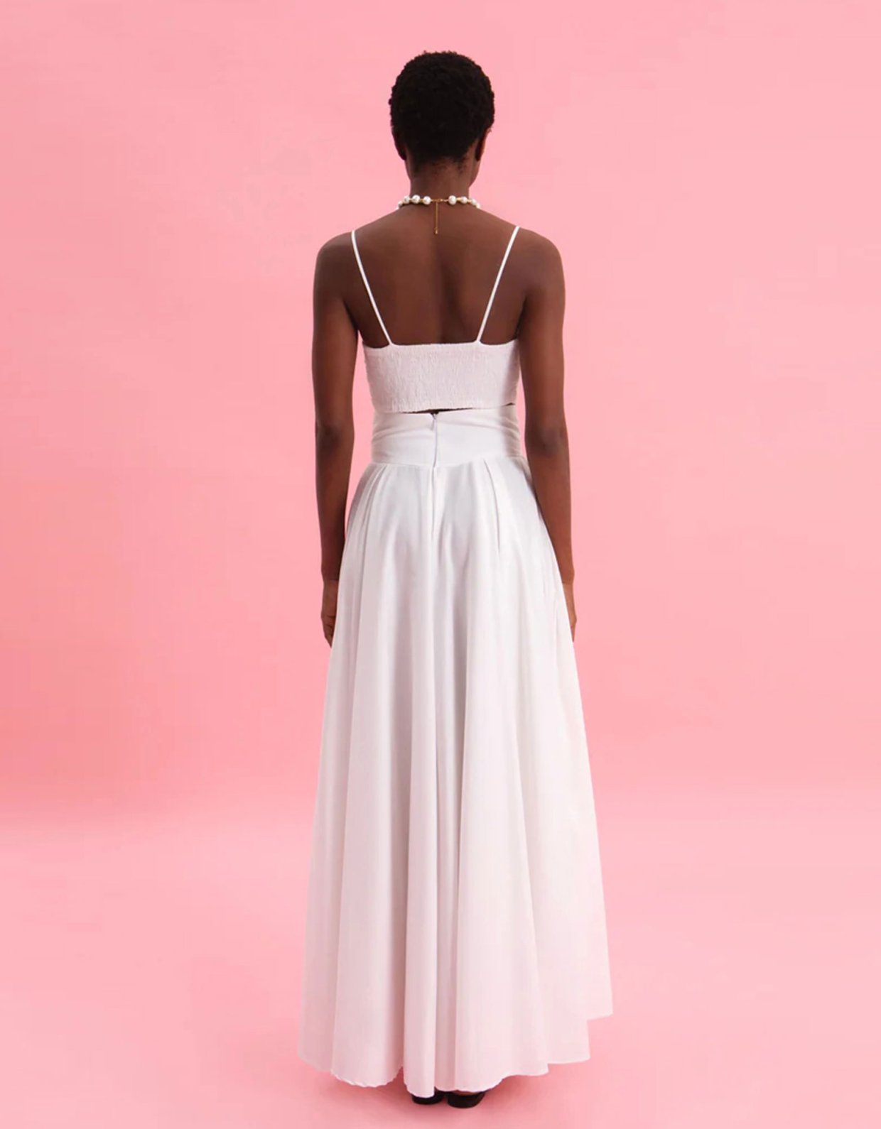 Eveleya Snow white poplin maxi skirt