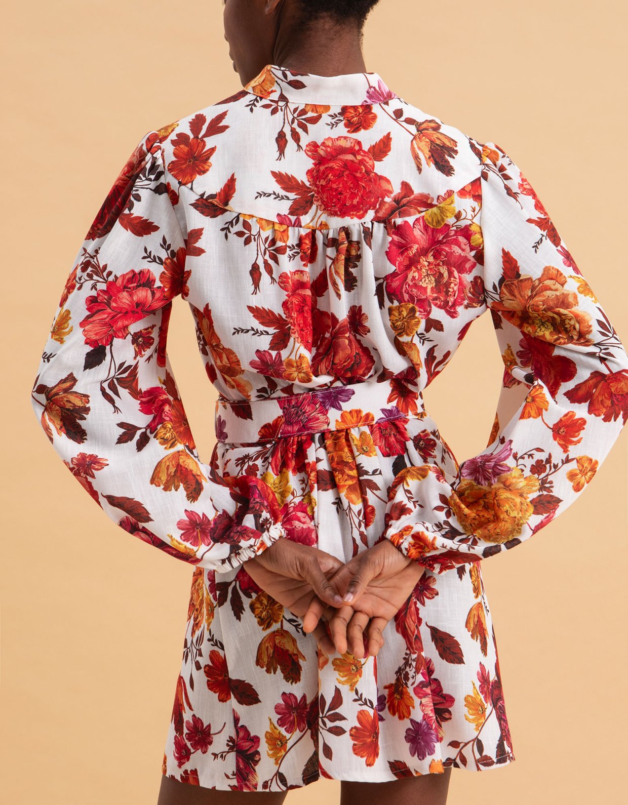 Eveleya Spring bouquet mini linen dress