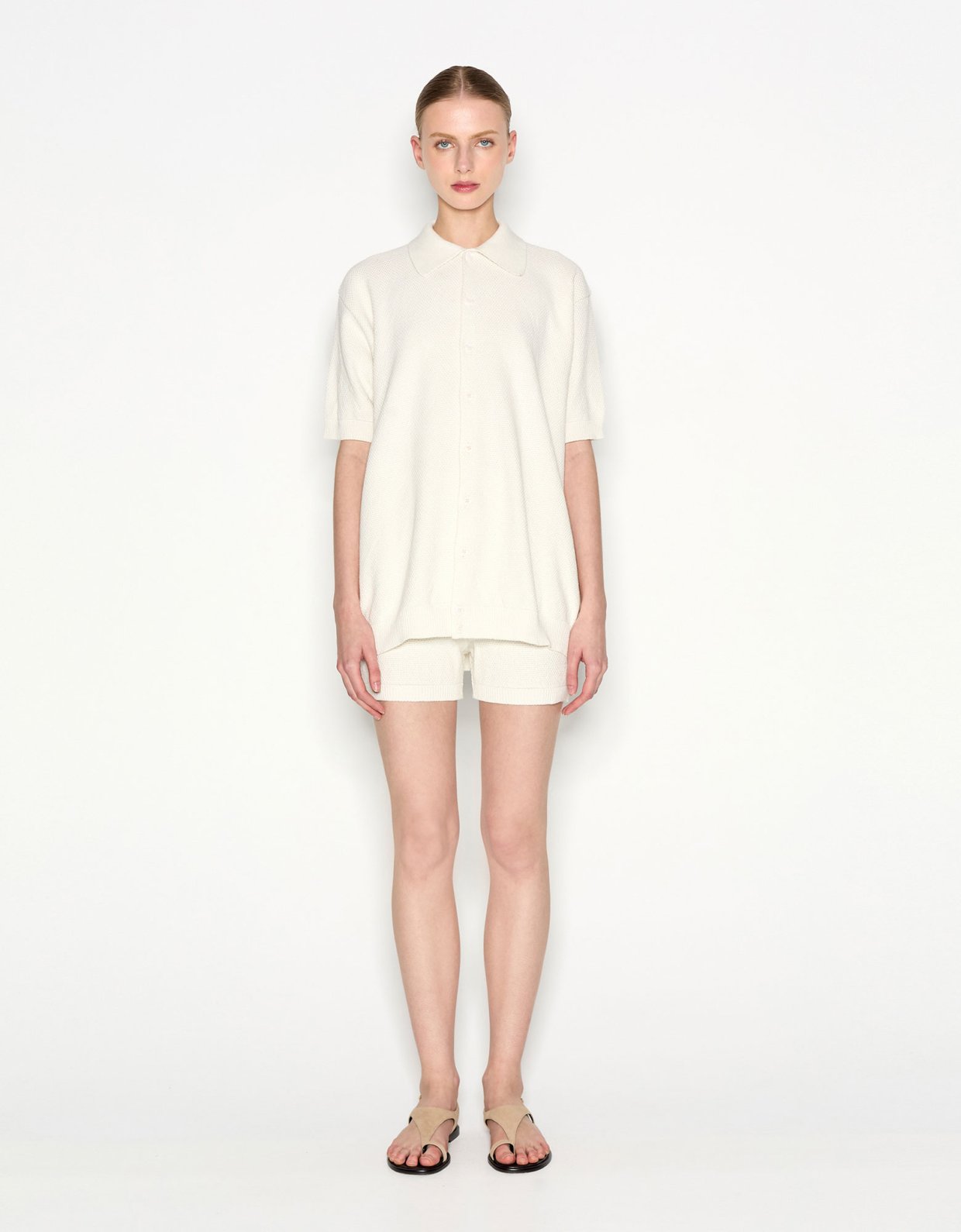 Nadia Rapti Sunflare knitted blouse ecru