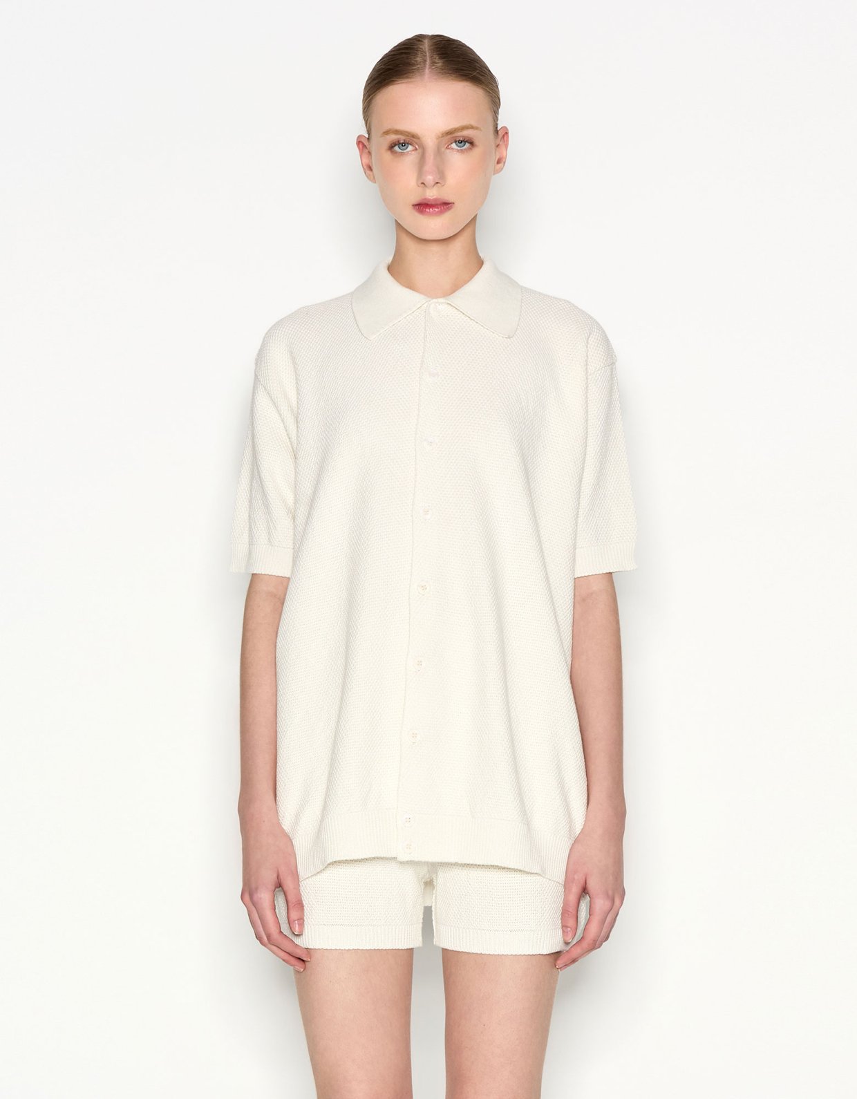 Nadia Rapti Sunflare knitted blouse ecru
