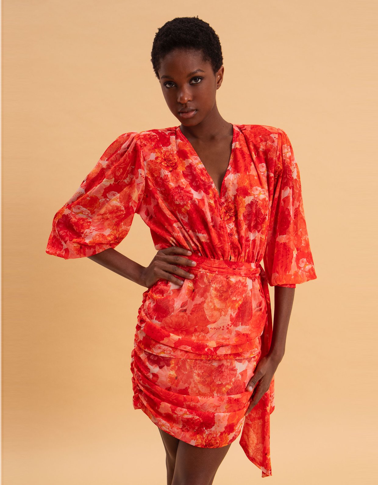 Eveleya Sunset dream mini dress gold details