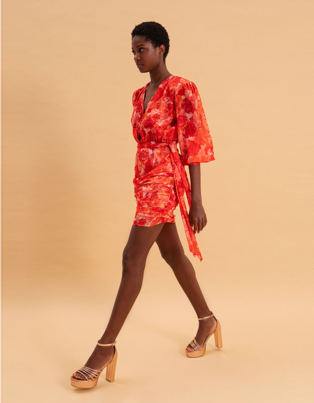Eveleya Sunset dream mini dress gold details