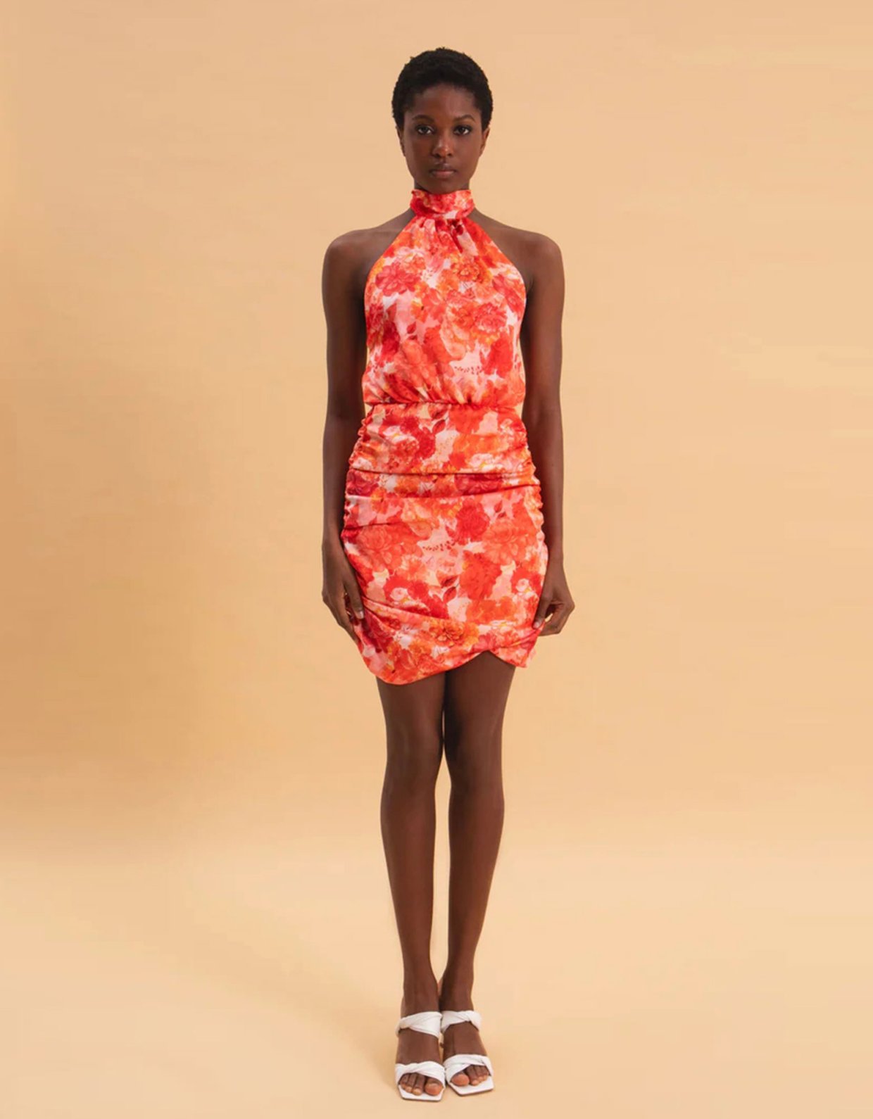 Eveleya Sunset dream mini satin halterneck dress