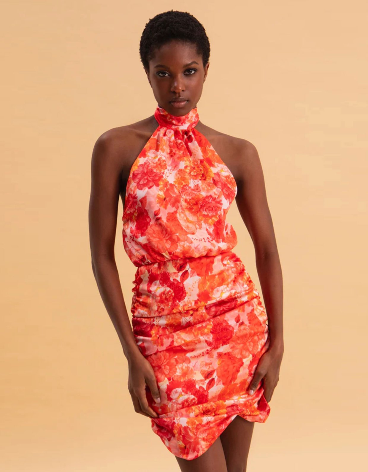 Eveleya Sunset dream mini satin halterneck dress