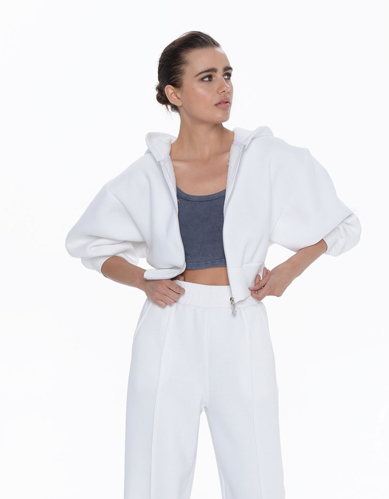 Sac Jeans Suzara zip up hoodie white