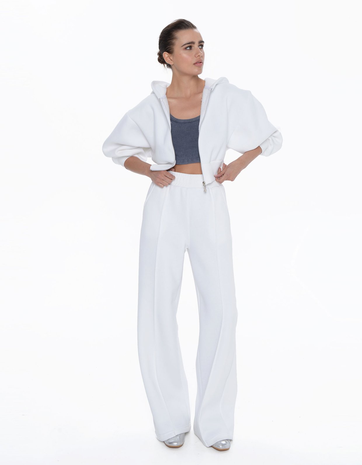 Sac Jeans Suzara zip up hoodie white