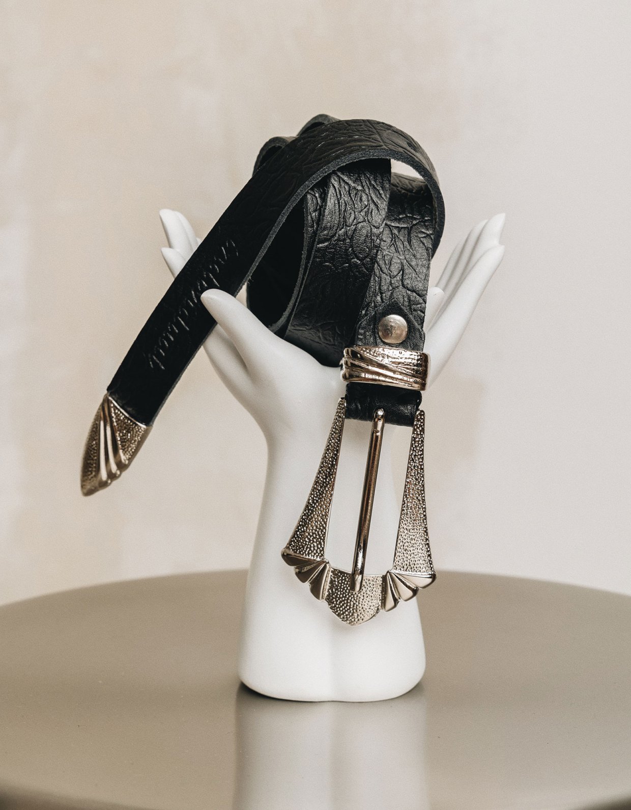 Individual Art Leather Sweet one leather belt black nickel