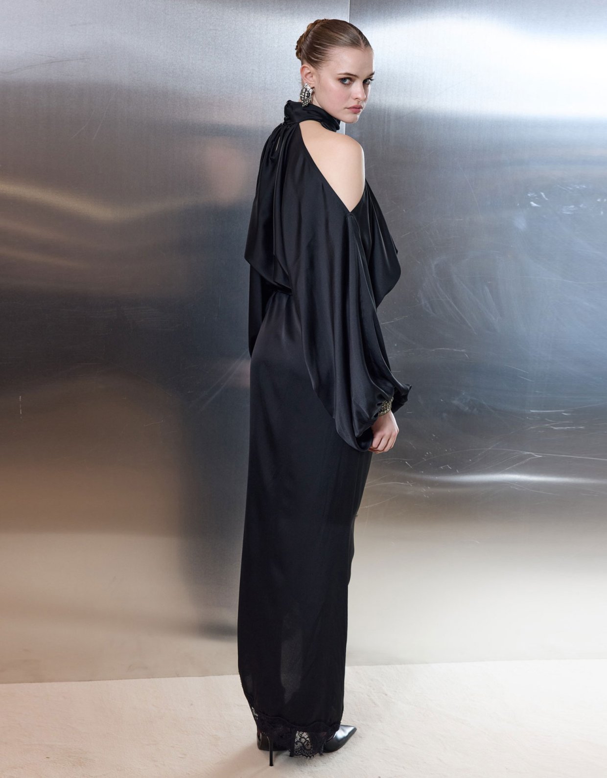 Ciel Concept Sweet romance wrap satin lace skirt black