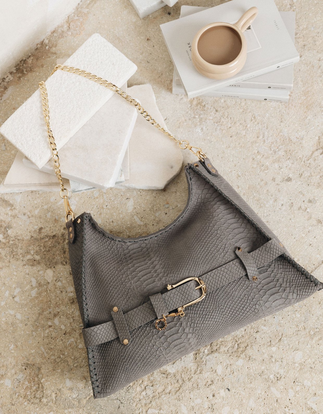 Individual Art Leather Together in electric dreams bag gray suede gold