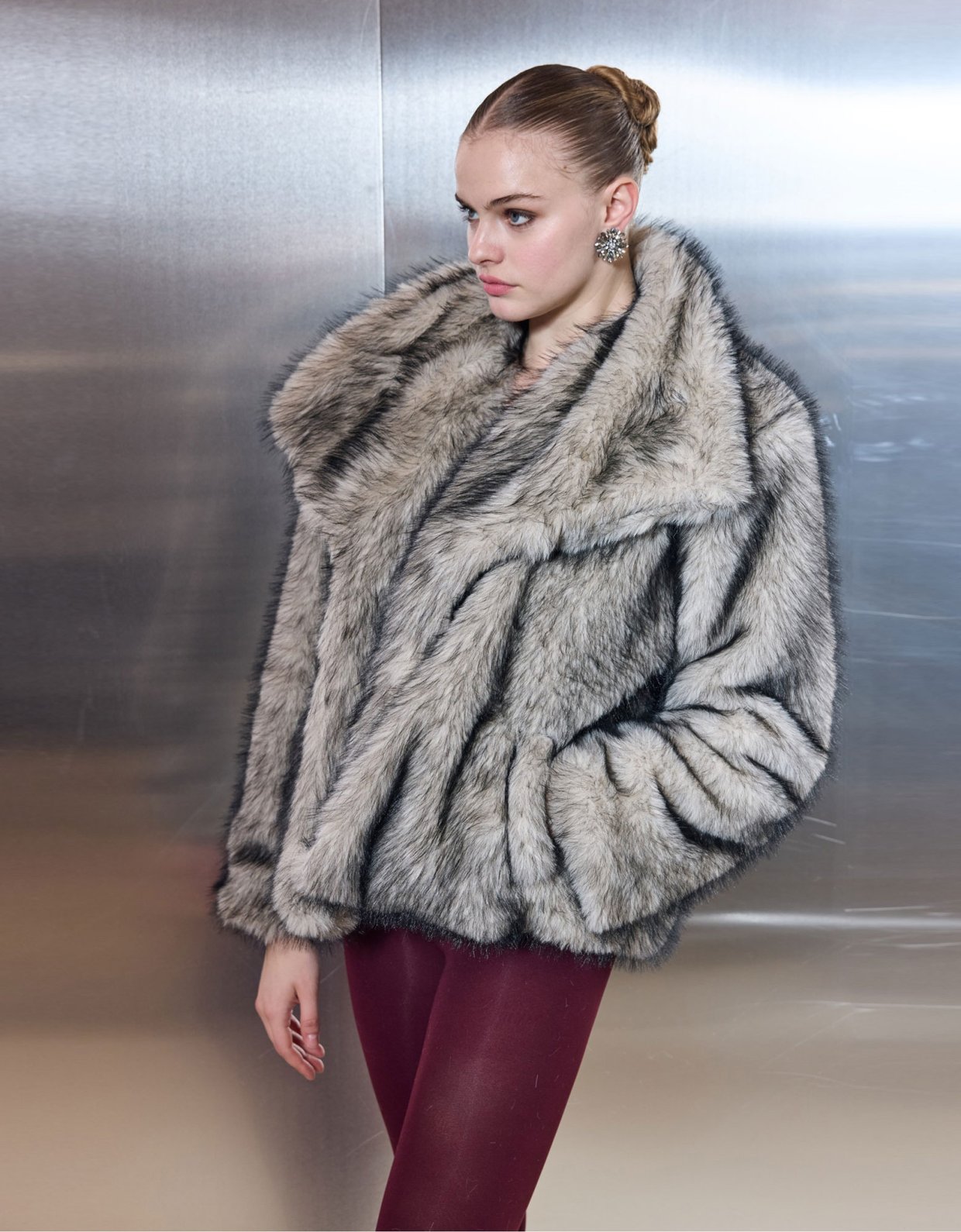 Ciel Concept Tromso crop  fur black beige