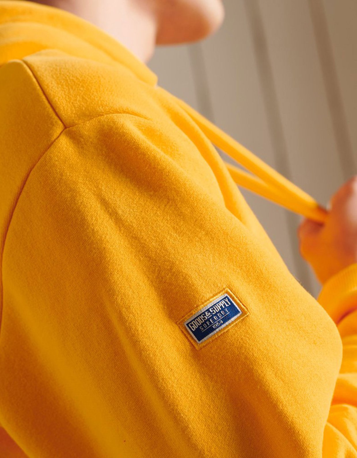 Superdry Core logo source brushed  hoodie yellow
