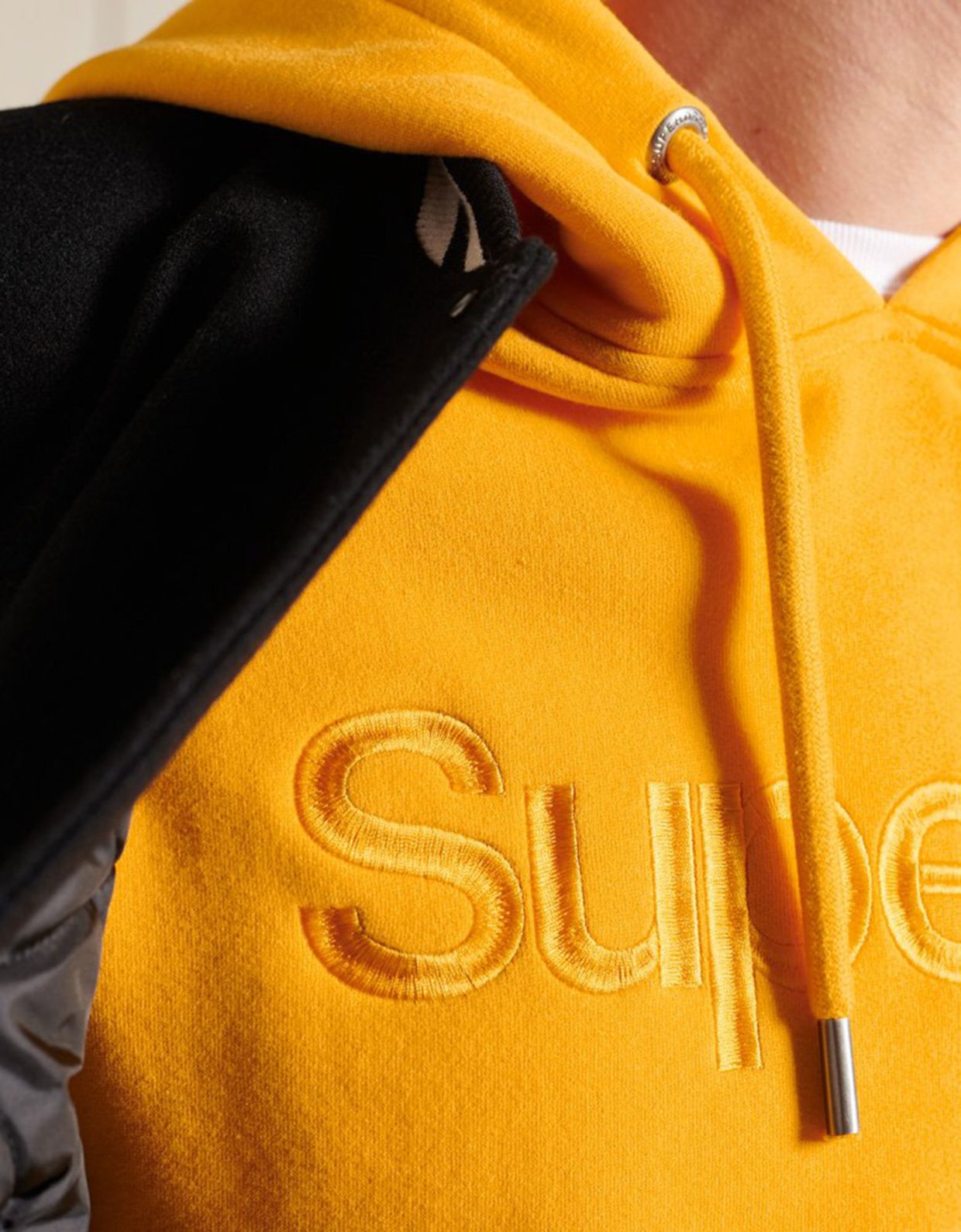 Superdry Core logo source brushed  hoodie yellow