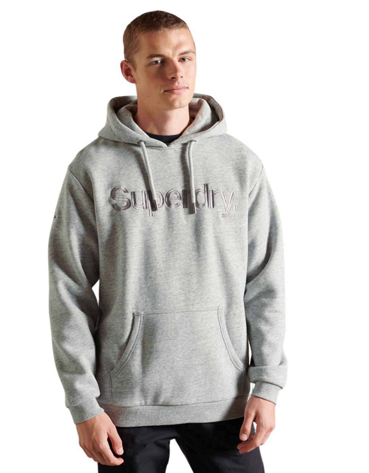 Superdry Core logo source brushed hoodie athletic grey marl