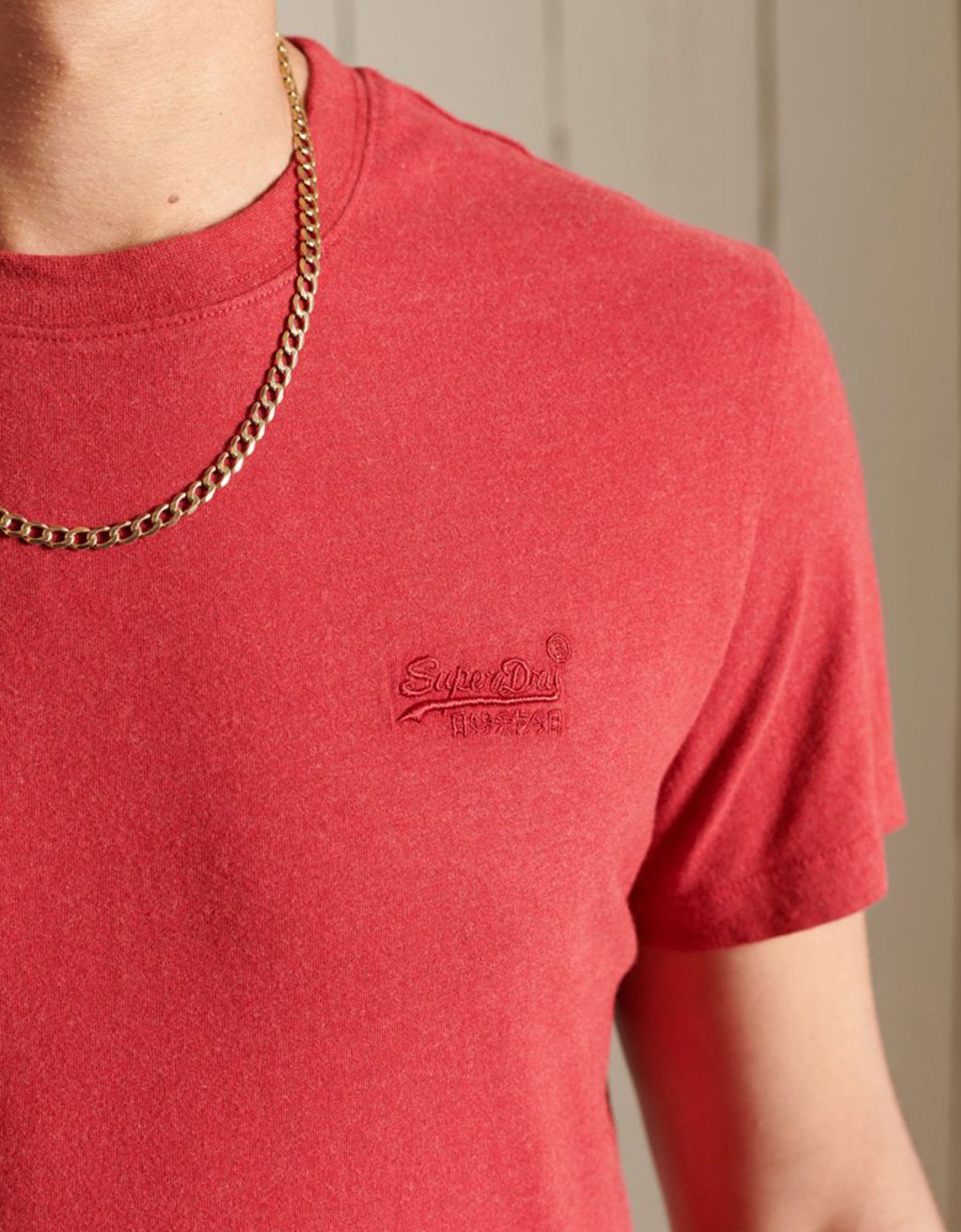 Superdry Vintage logo embroidered tee work red marl