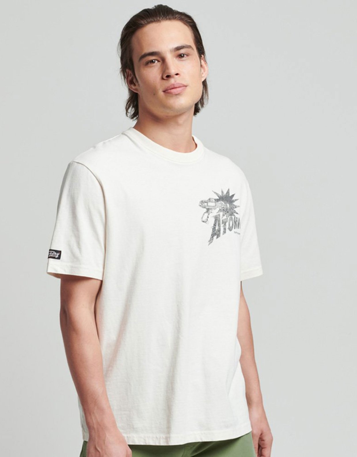 Superdry Vintage crossing lines BK tee couture white
