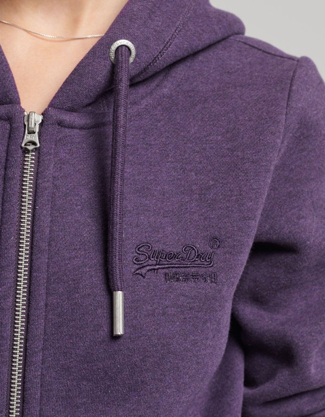 Superdry Vintage logo emb zip hood royal purple marl