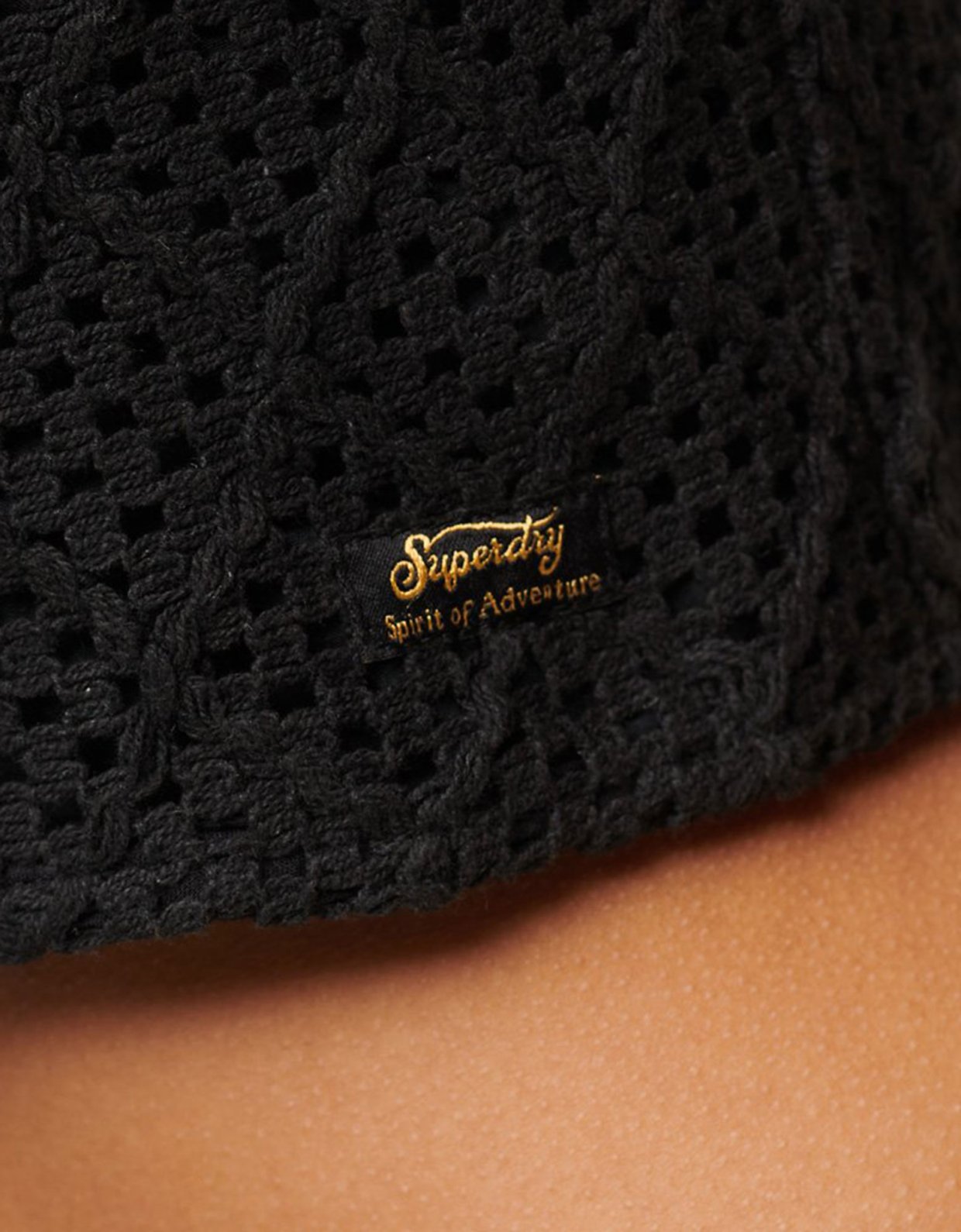Superdry Ovin vintage crop crochet top black