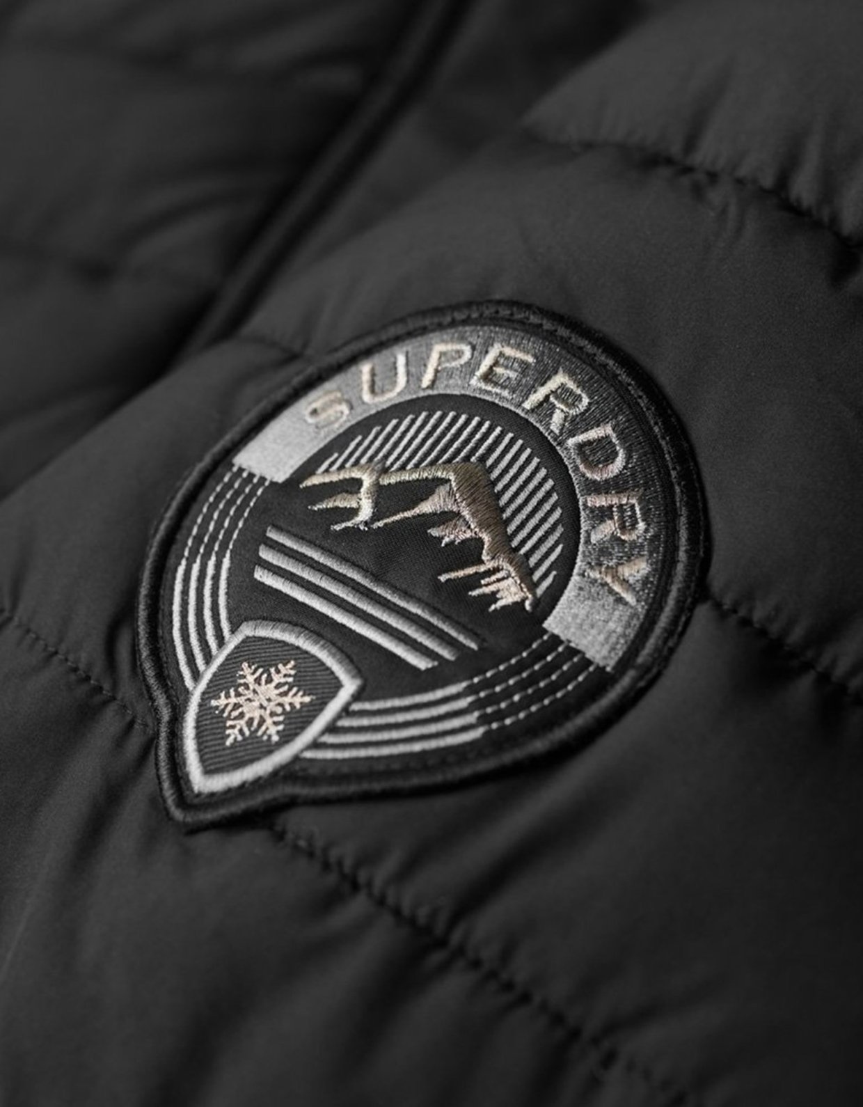 Superdry Fuji hooded longline puffer black