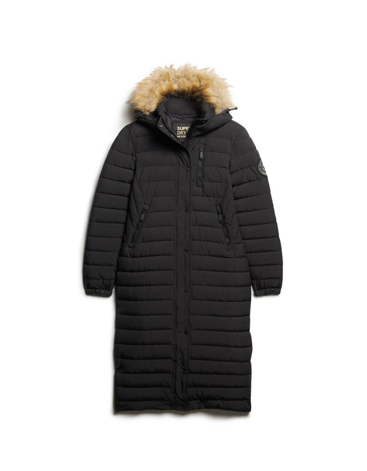 Superdry Fuji hooded longline puffer black