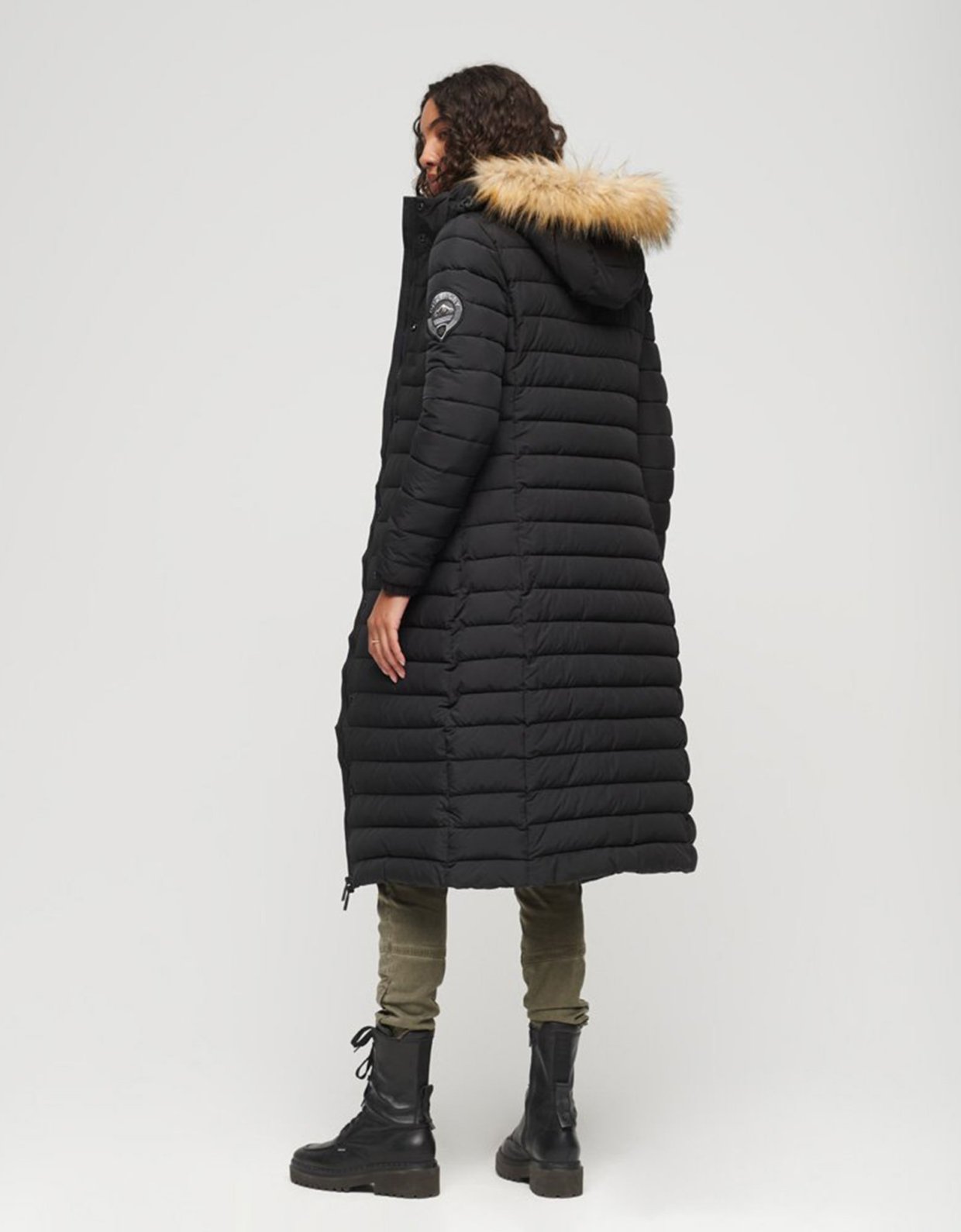 Superdry Fuji hooded longline puffer black