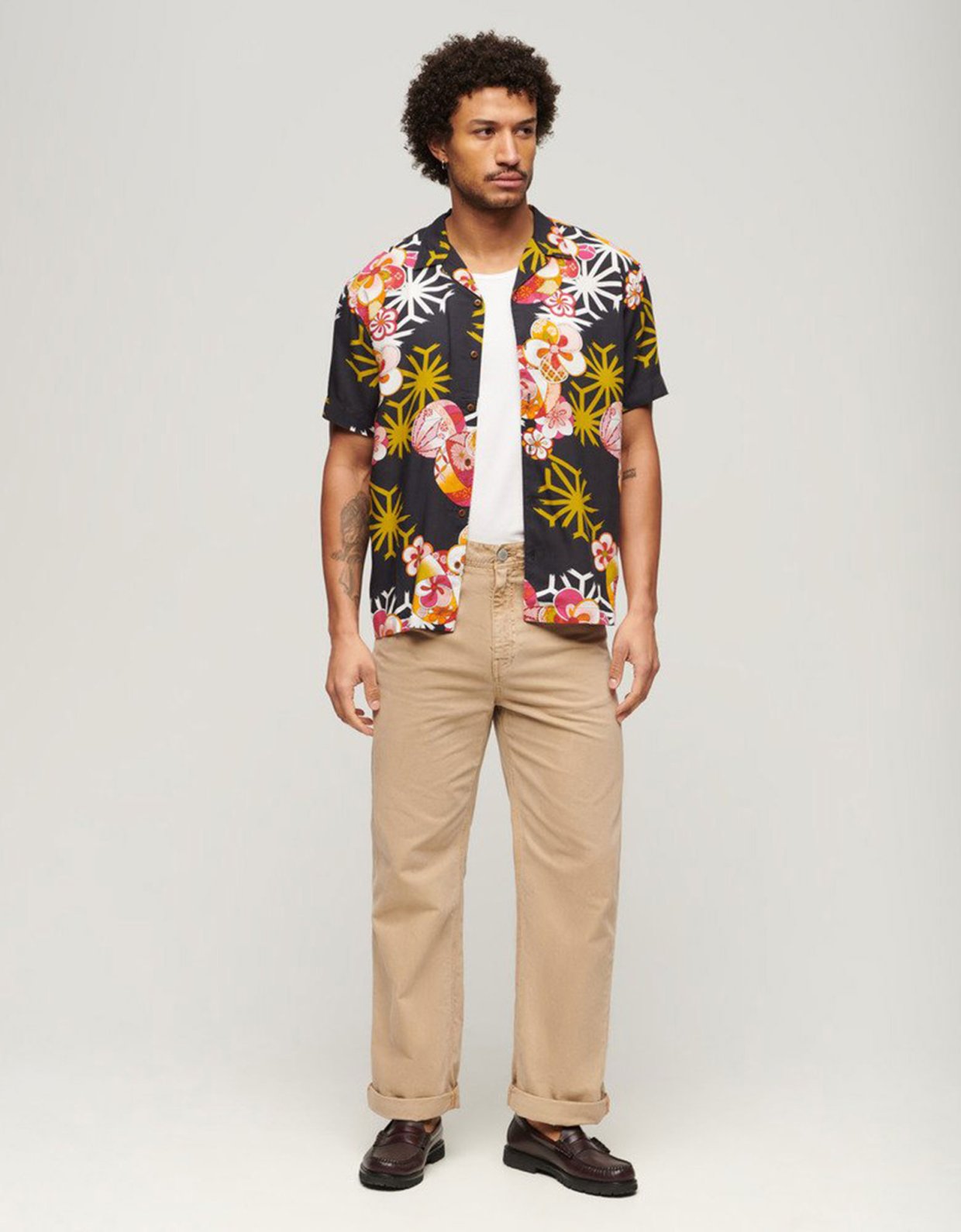 Superdry Hawaiian resort shirt asanoha black