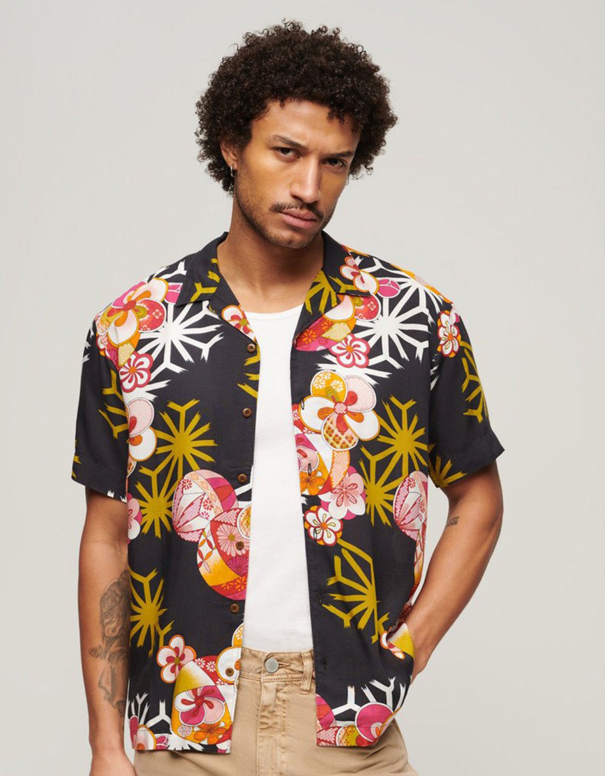 Superdry Hawaiian resort shirt asanoha black