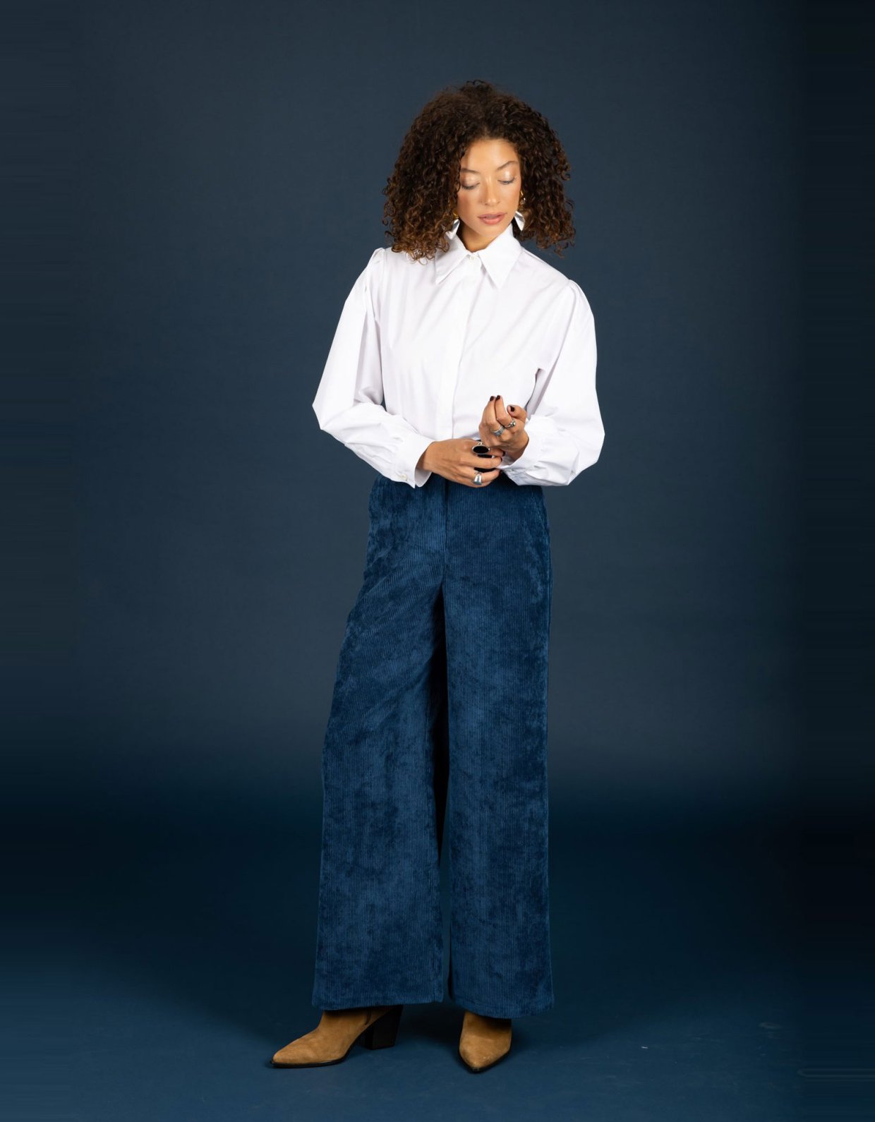 Chaton Vernon pants blue petrol