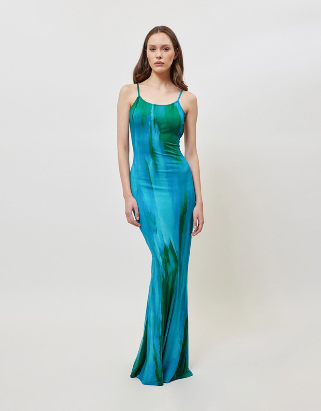 Sunset go Veronica dress aqua green print