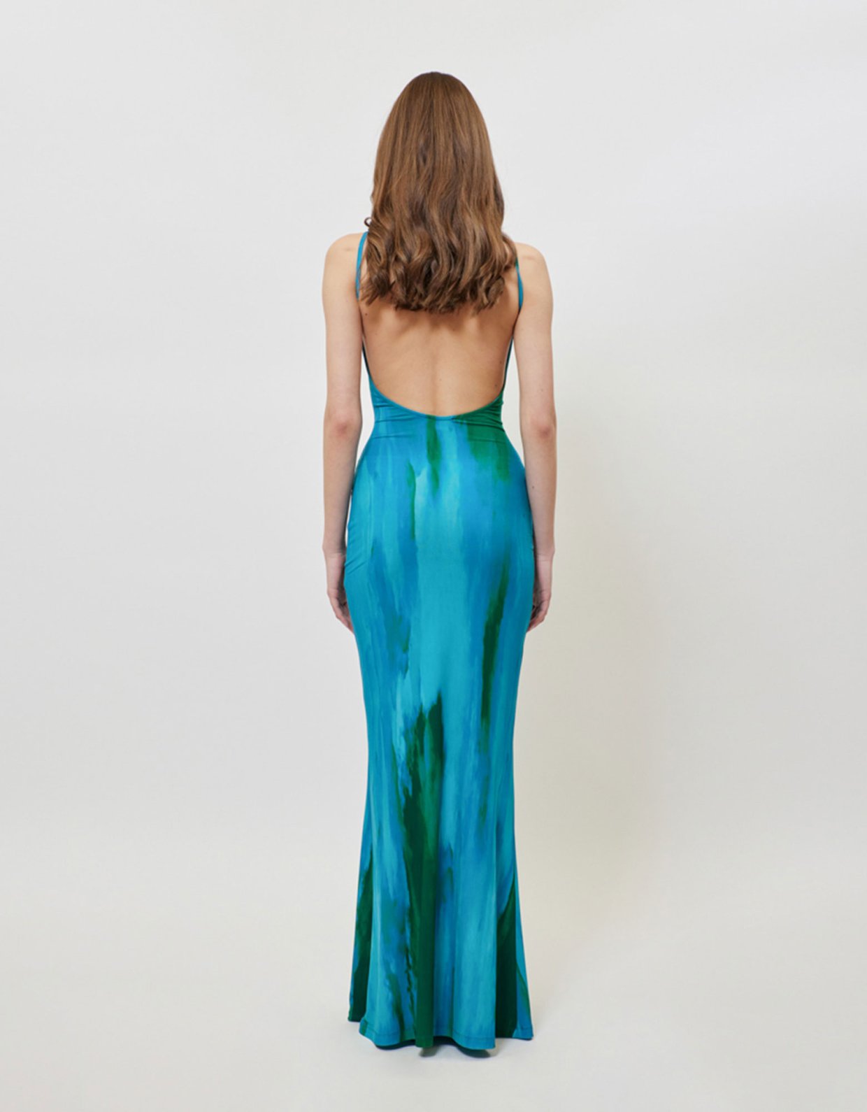 Sunset go Veronica dress aqua green print
