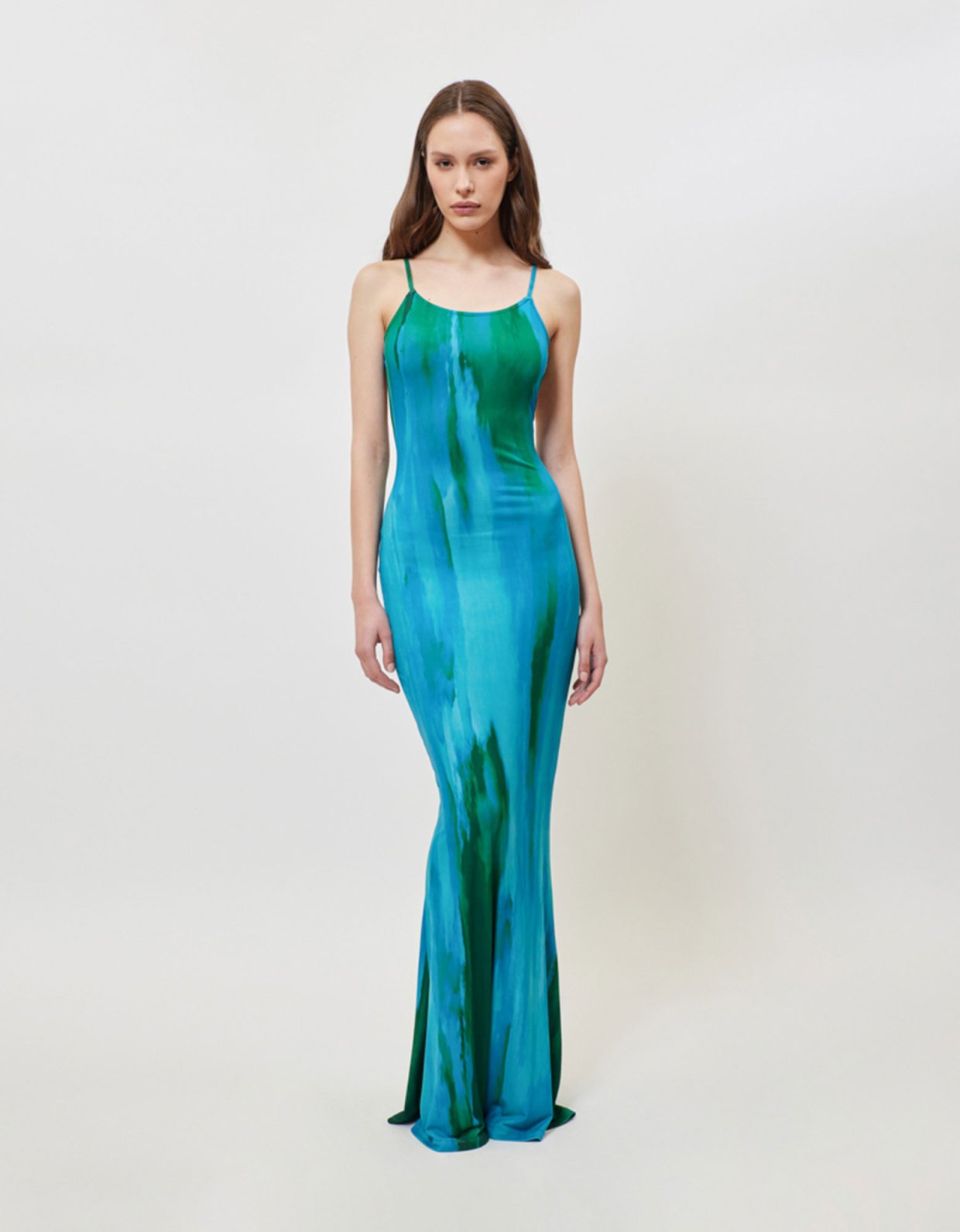 Sunset go Veronica dress aqua green print