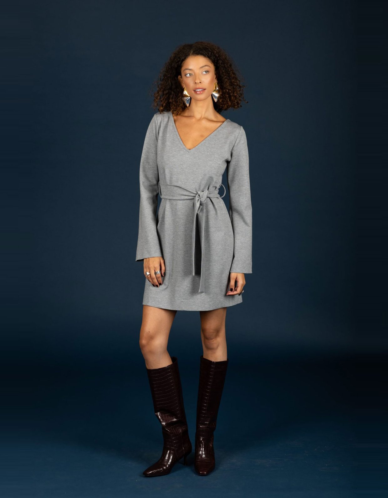 Chaton Victor short dress grey melange