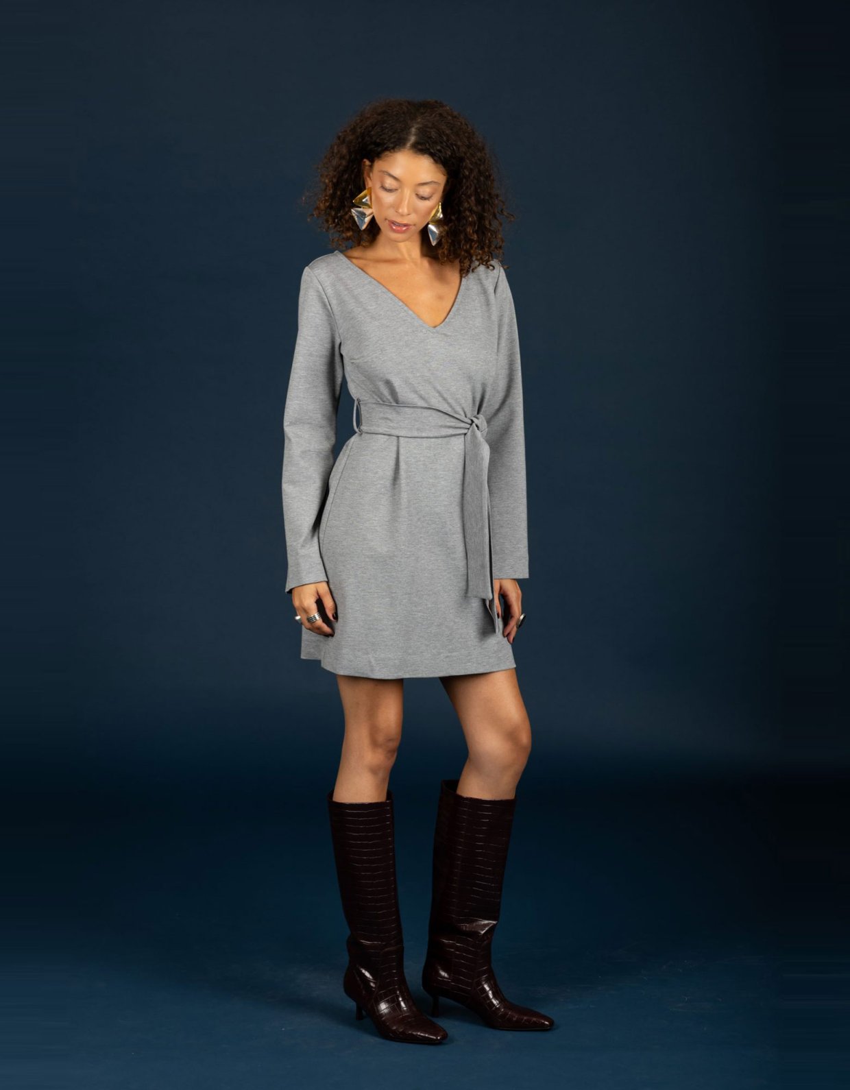 Chaton Victor short dress grey melange