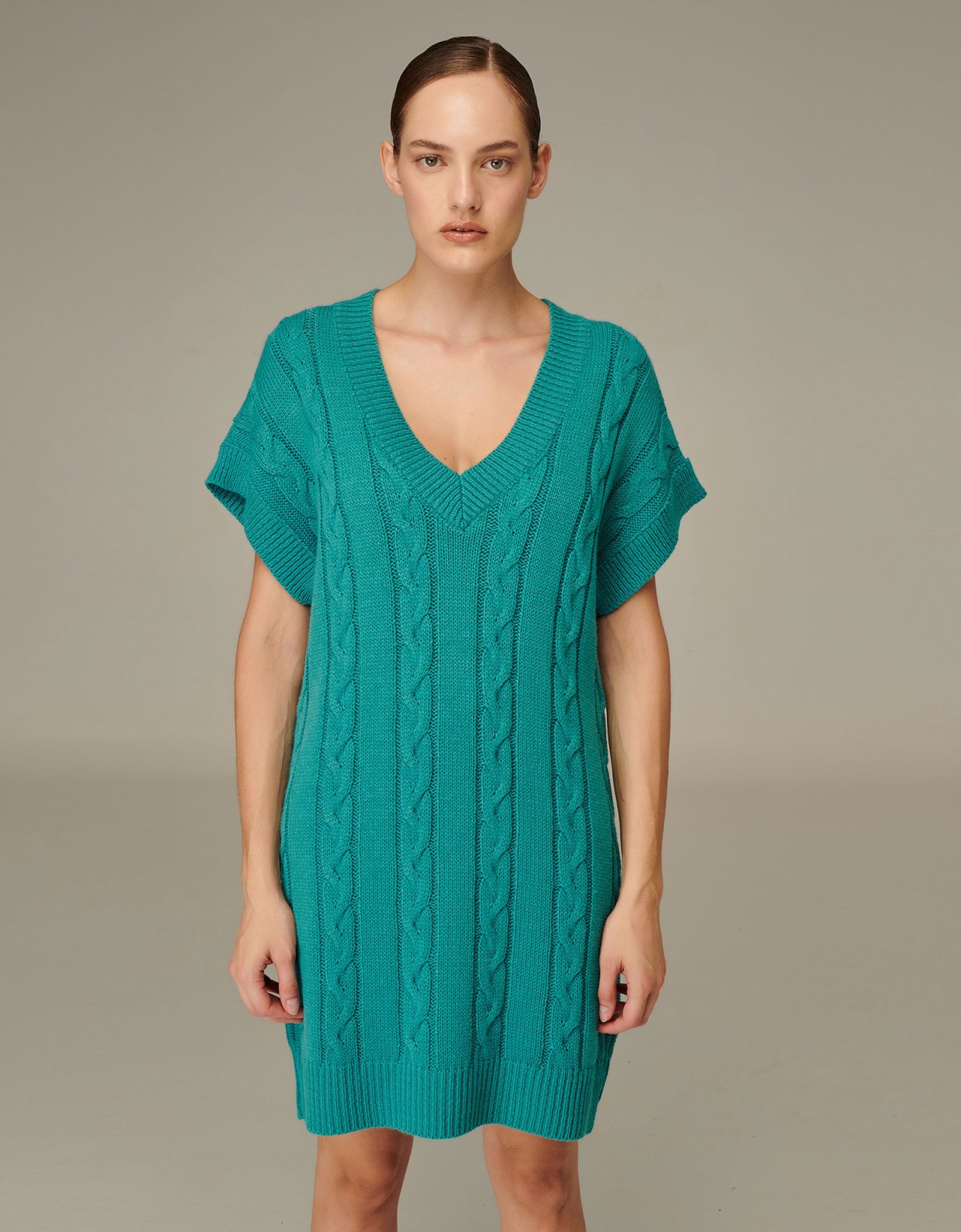 Combos Knitwear W-205 cyan blue dress