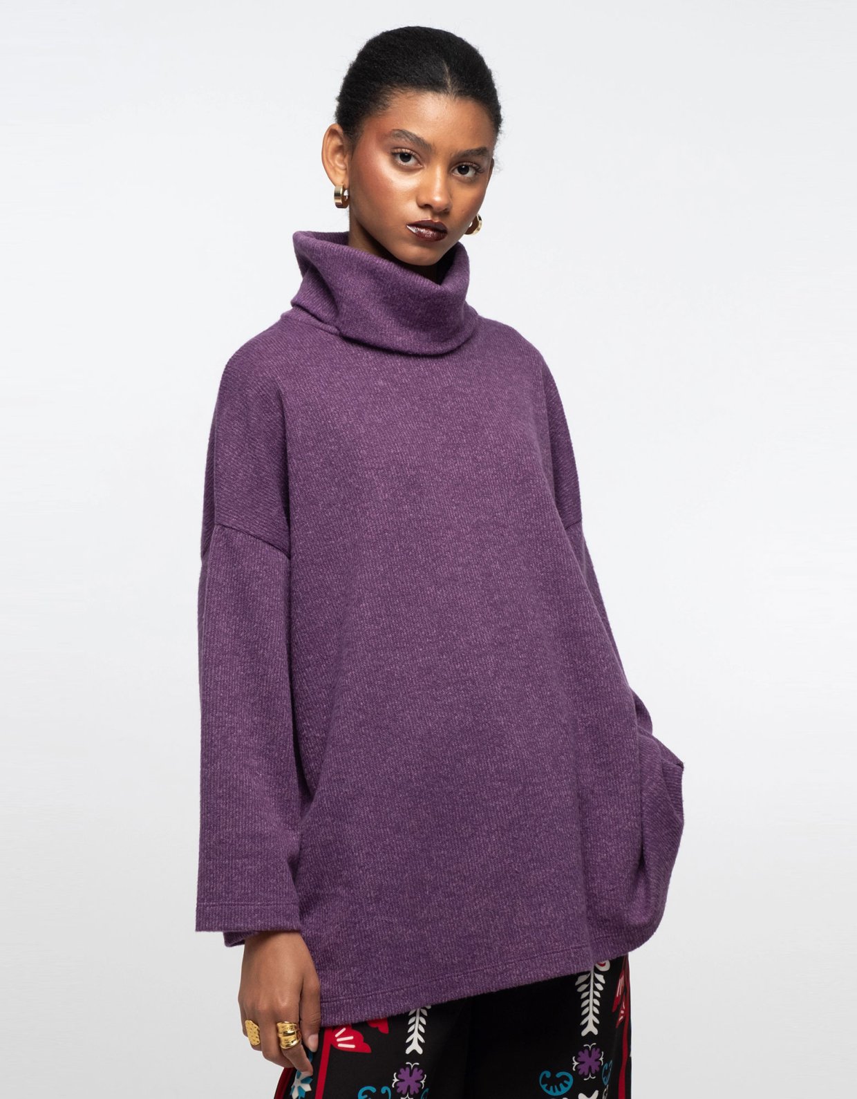 Peace and Chaos Tranquil turtleneck top purple